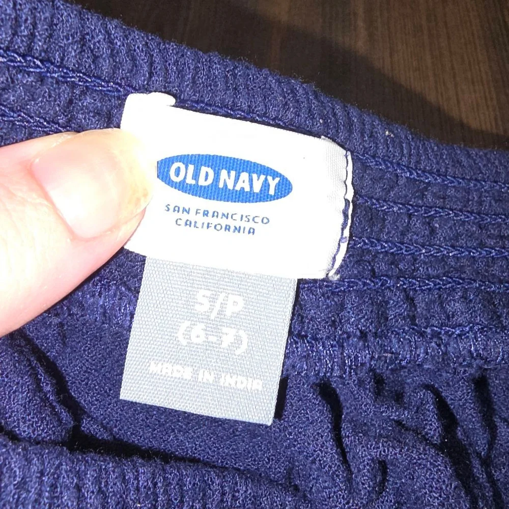 Girls Old Navy Blouse Blue White Embroidered Size S